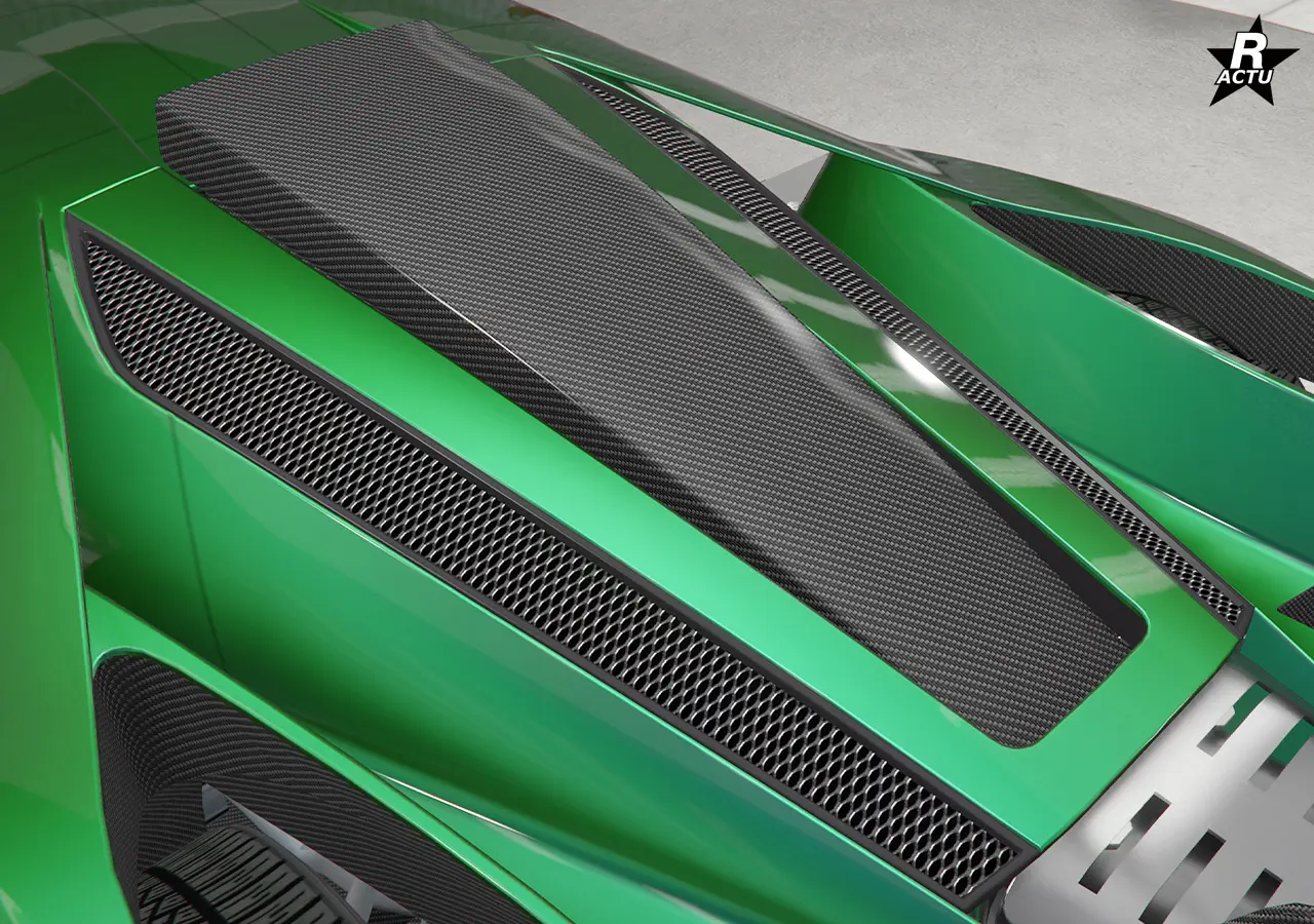 Calandre de série sur le capot arrière de la FMJ MK V.