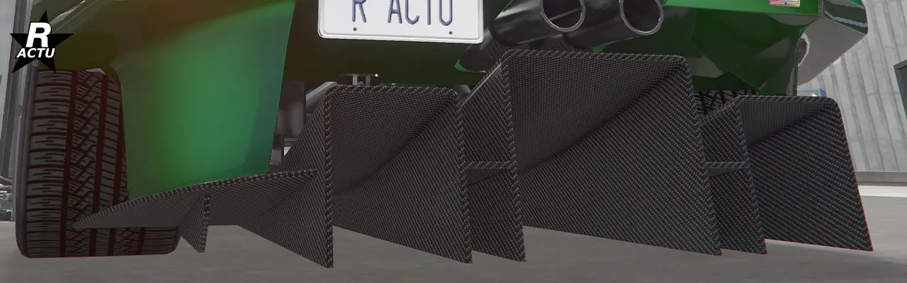 Diffuseur aérodynamique de course en carbone sous le pare-chocs arrière.