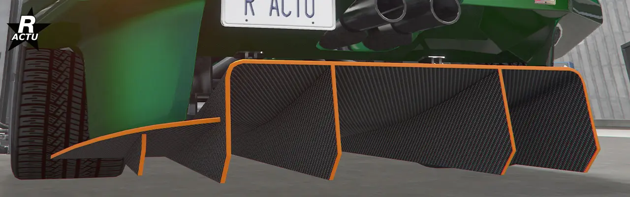 Diffuseur de série en carbone et finitions couleur secondaire.