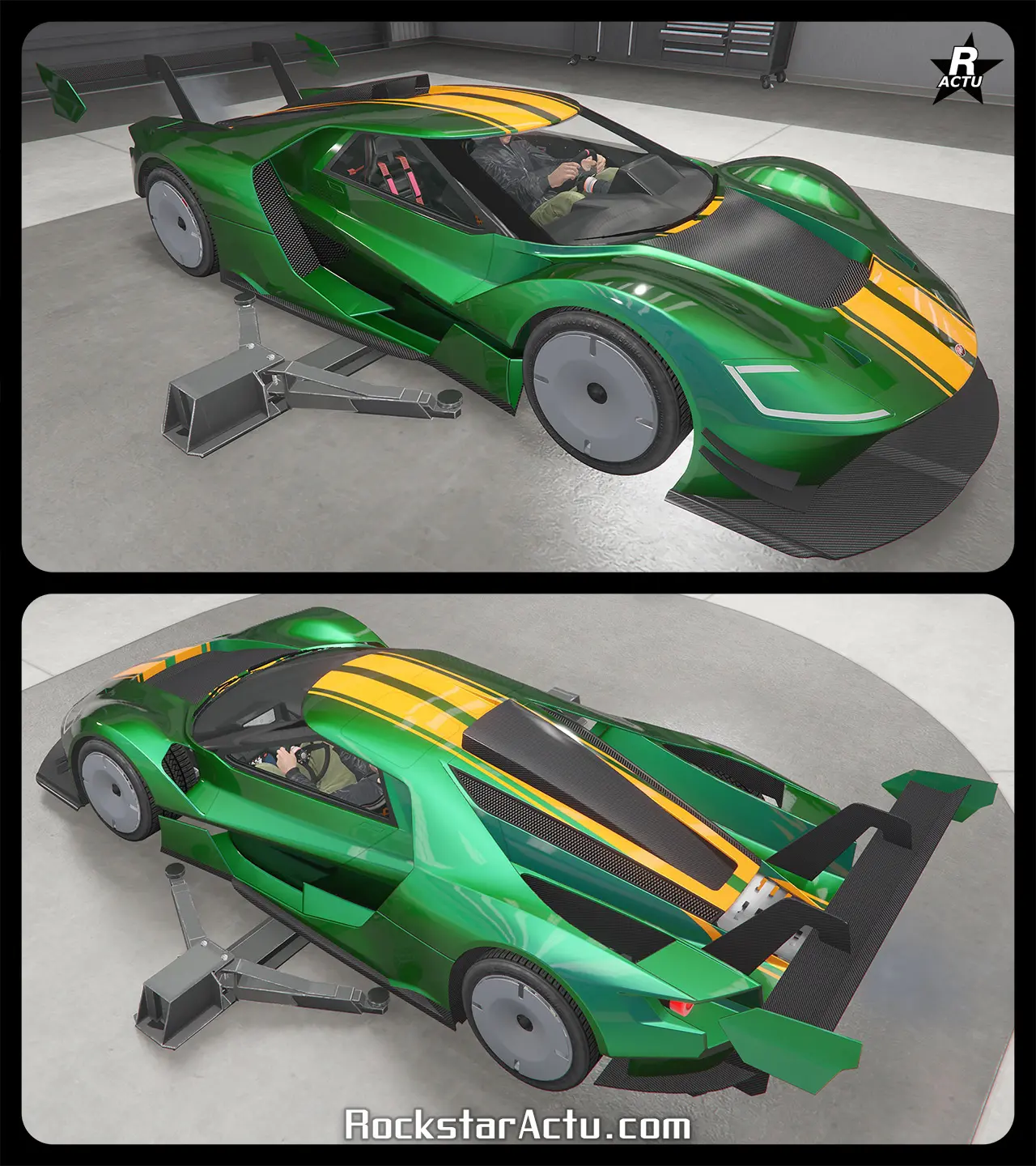 Décalcomanie d'une double bande orange traversant dans la longueur et au centre de la Vapid FMJ MK V.