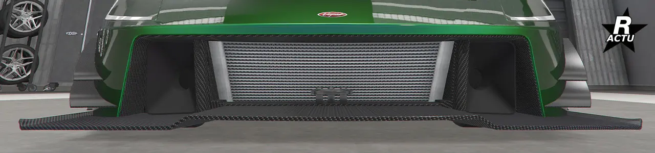 Double moustaches aérodynamique en carbone de parte d'autres du pare-chocs avant.