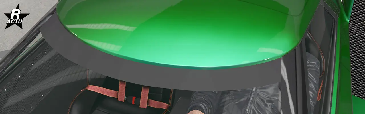 Vue rapprochée du pare-brise où un pare-soleil en plastique noir épouse le haut du pare-brise.