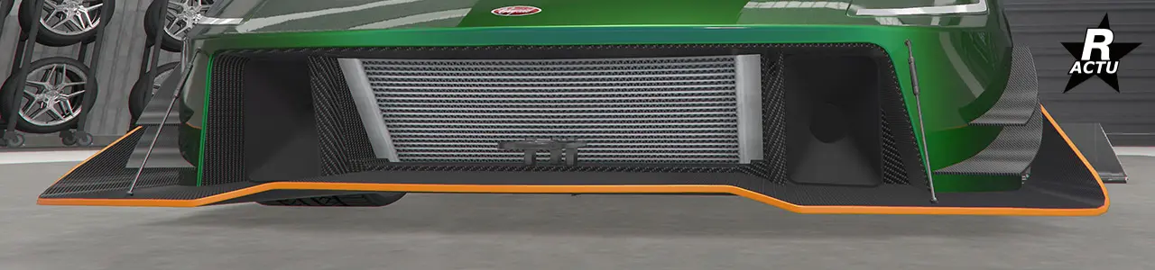 Séparateur GT en carbone avec finitions peintes dans la couleur secondaire.