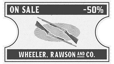 Coupon promotionnel de 50% sur un fusil.