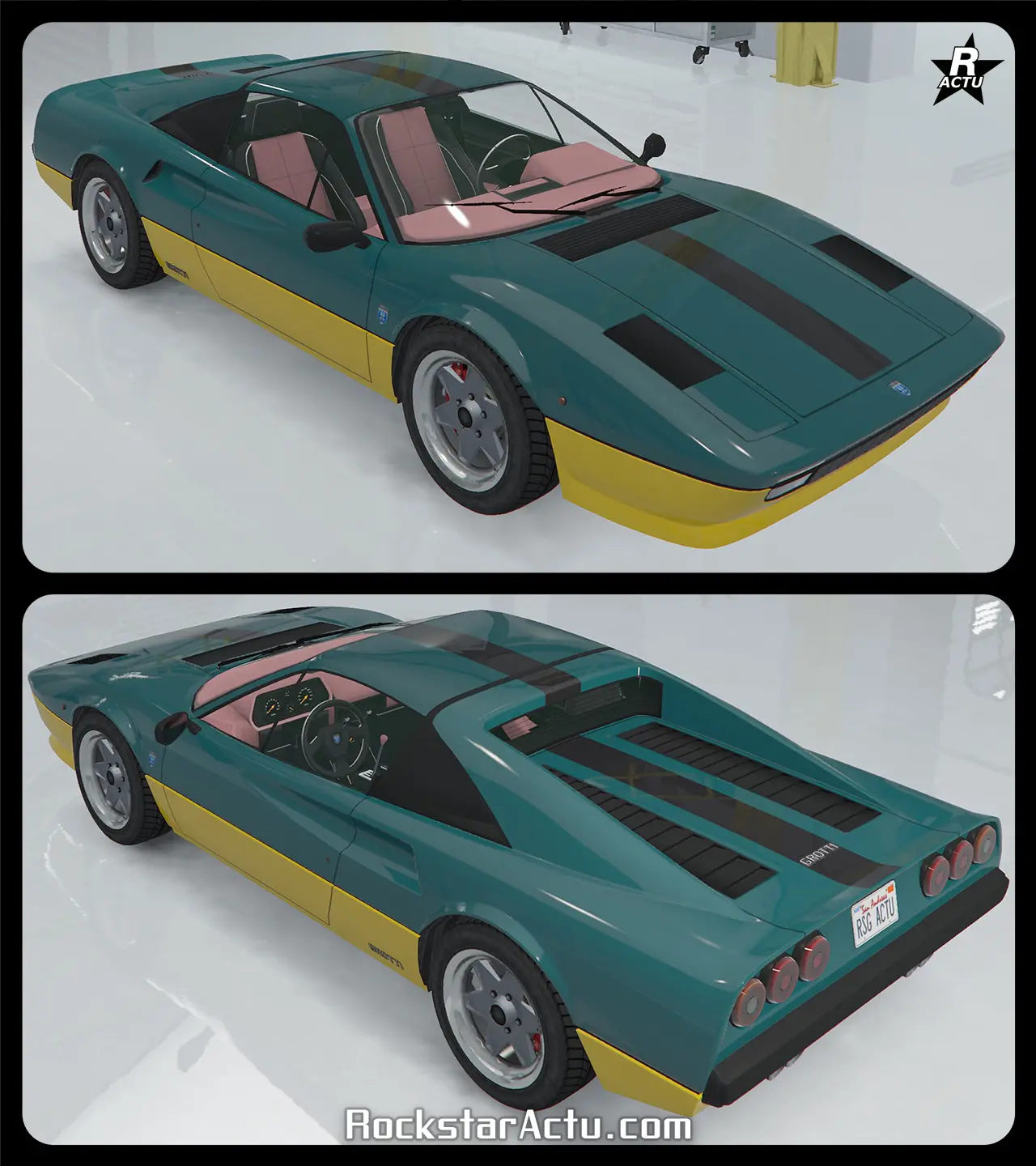 Autocollant d'une bande noire traversant le centre du capot, coffre et le toit de la voiture de façon verticale.