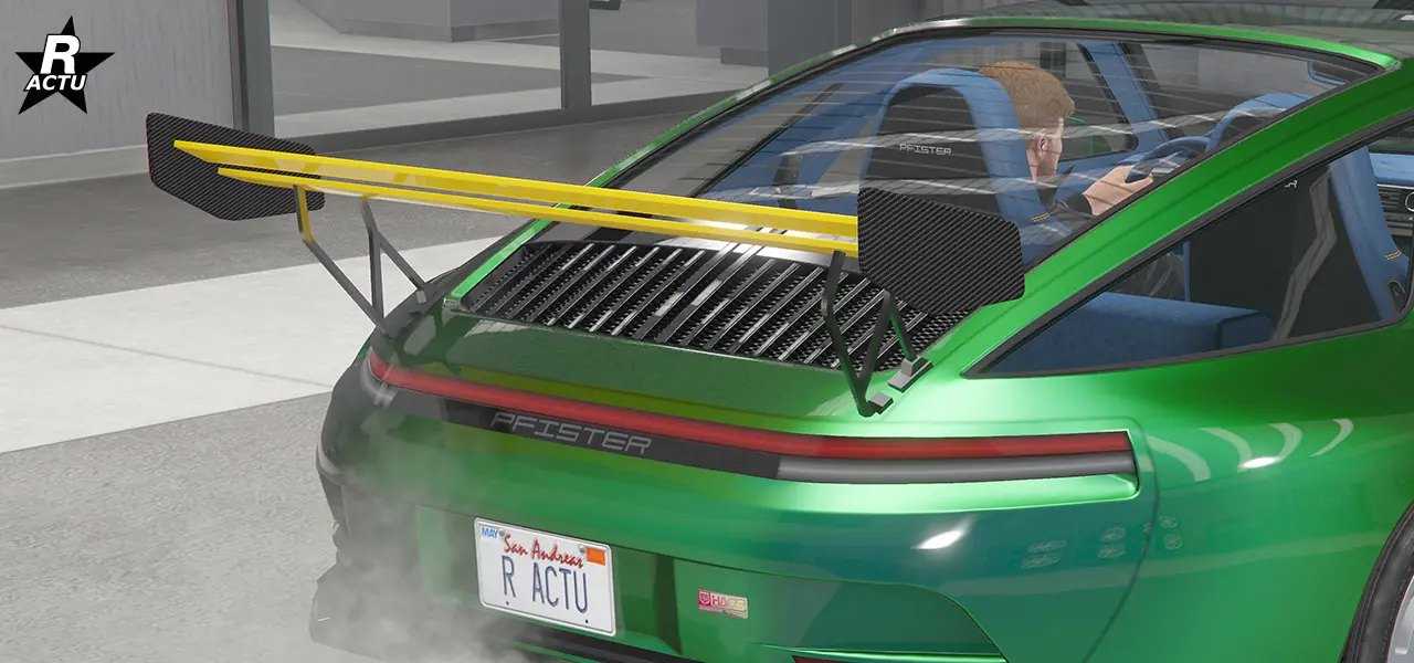 Aileron à deux lamelles peintes dans la couleur secondaire.