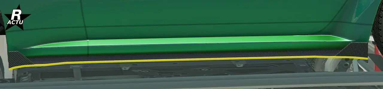 Bas de caisse GT en fibres de carbone et finitions couleur secondaire.