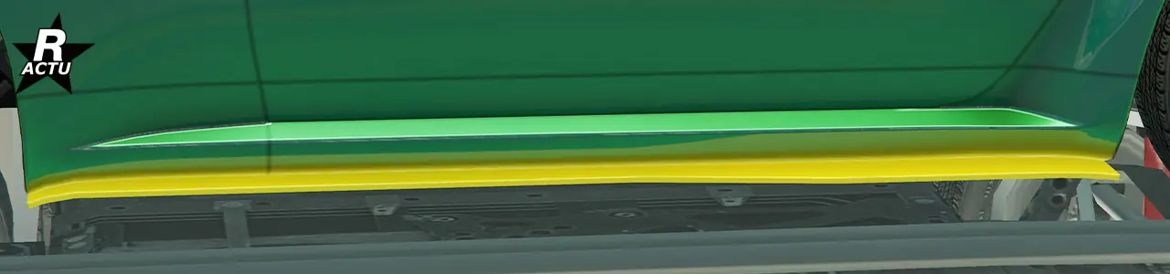 Bas de caisse effilé couleur secondaire.