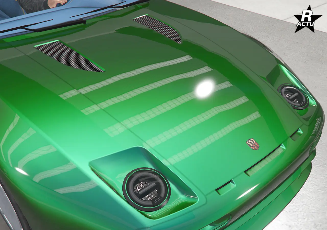 Capot couleur principale avec double grille d'aération en forme de goute