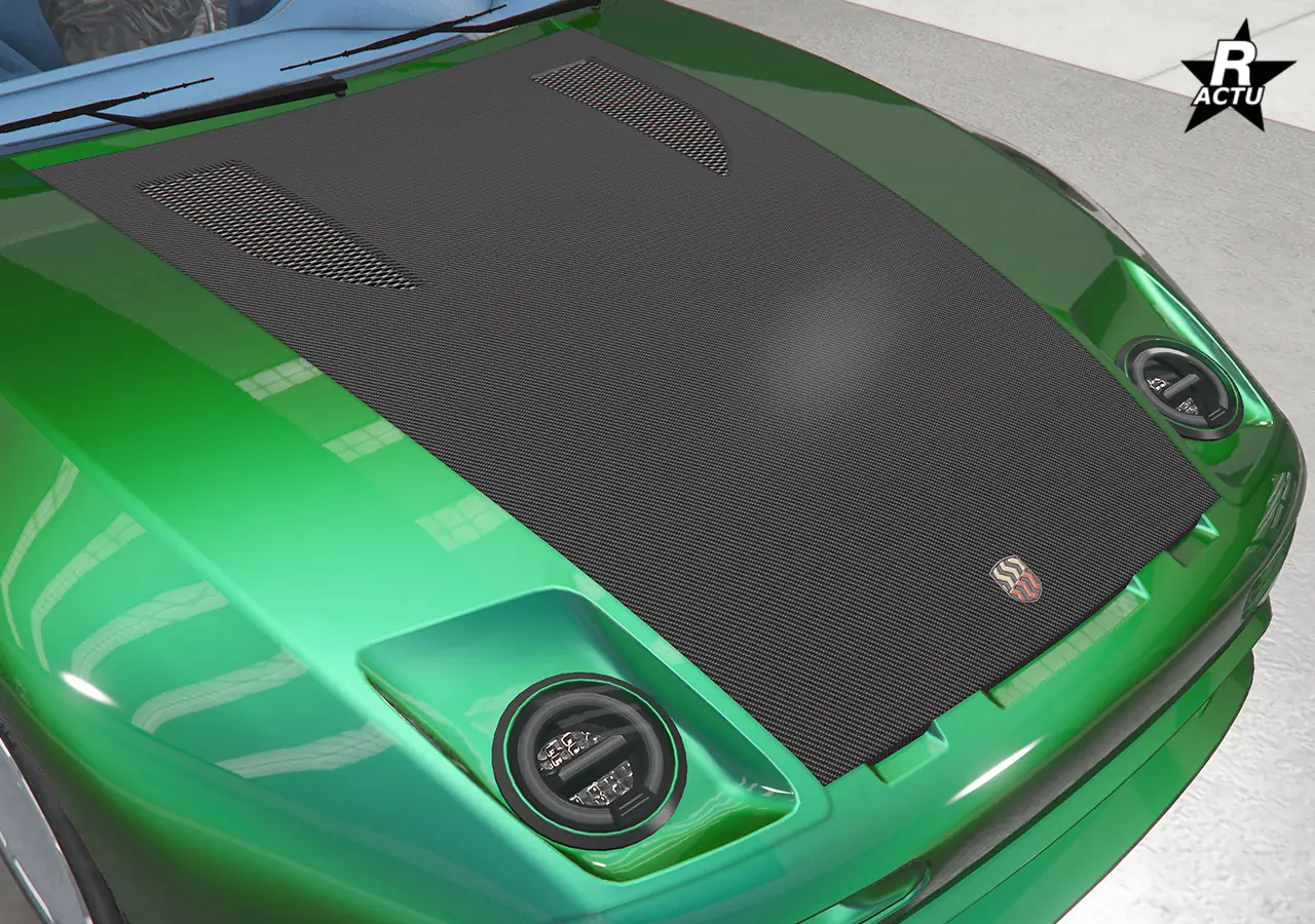 Capot en fibres de carbone avec double grille d'aération en forme de goute