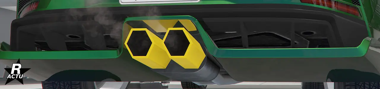 Double pot d'échappement hexagonal peint couleur secondaire.