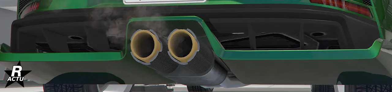 Double pot d'échappement en bronze avec revêtement en fibres de carbone.