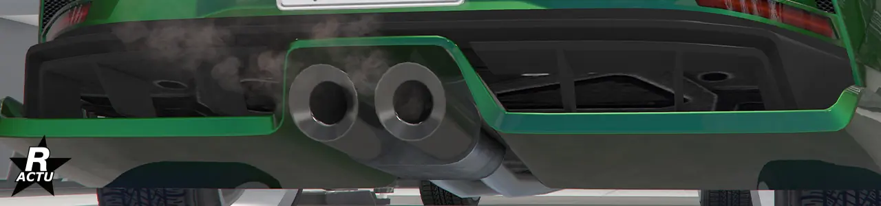 Double pot d'échappement en aluminium et à embout biseauté.