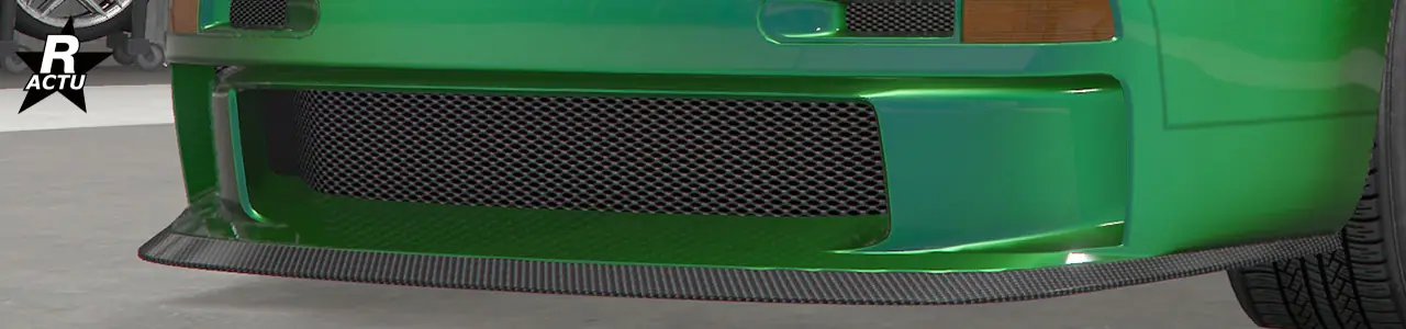 Petit séparateur aérodynamique en fibres de carbone sous le pare-chocs avant.