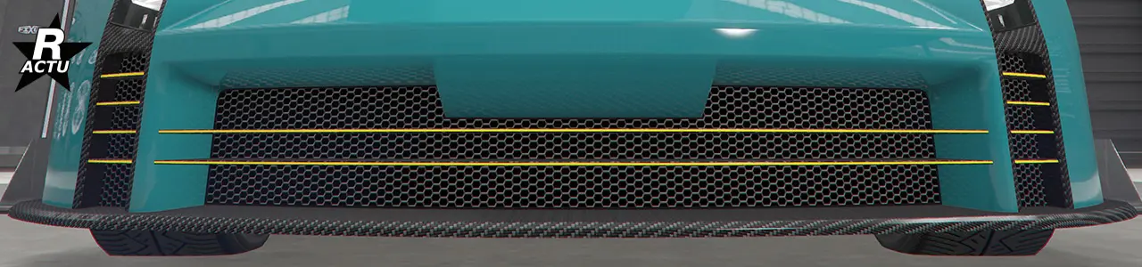 Calandre à double lamelles horizontales de couleur secondaire.