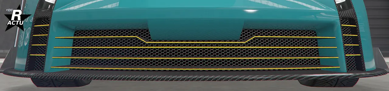 Calandre à quadruple lamelles horizontales de couleur secondaire dans le pare-chocs avant.