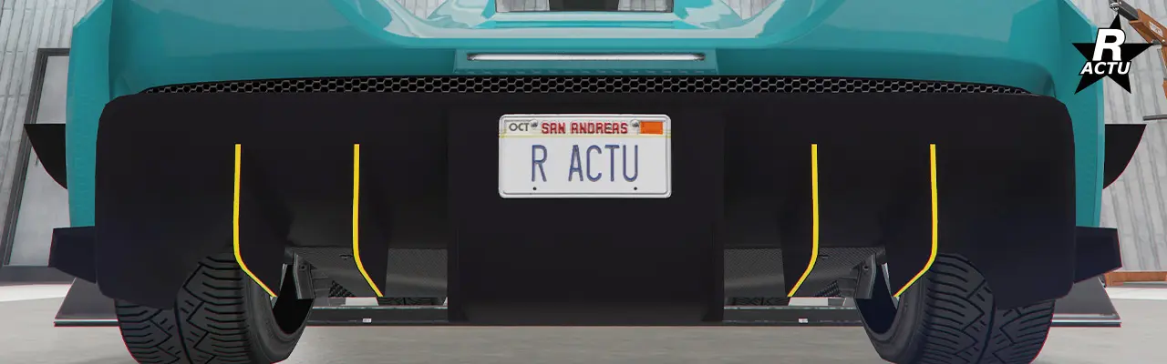 Diffuseur double couleur secondaire avec moustaches aérodynamiques de parte et d'autres du pare-chocs arrière.