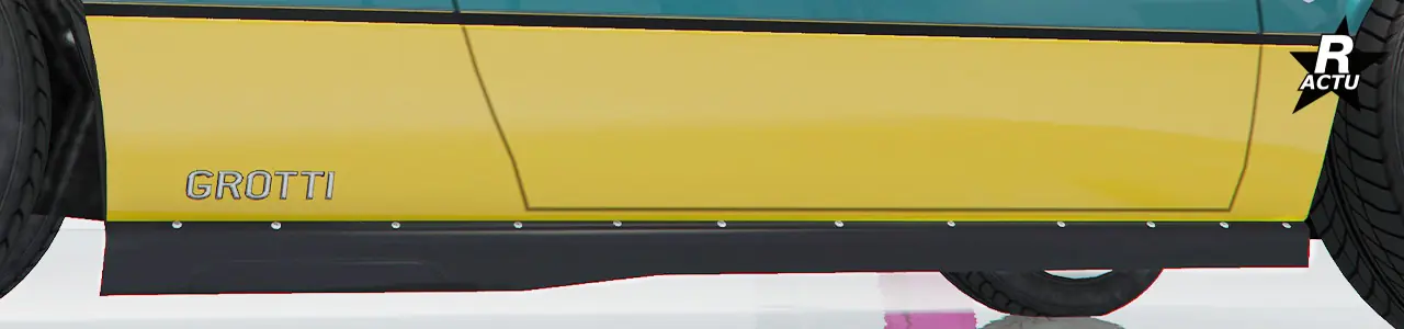 Bas de caisse en plastique noir avec encoche, visée sous la carrosserie sur les côtés latéraux.