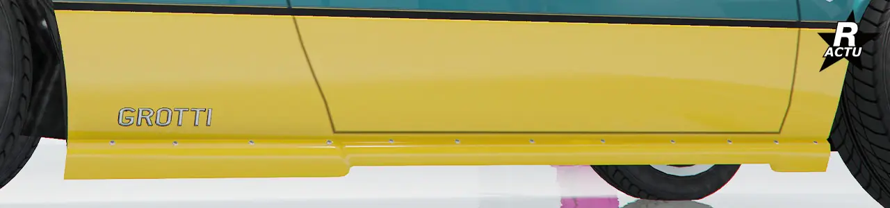 Bas de caisse avec encoche couleur secondaire, visée sous la carrosserie sur les côtés latéraux.