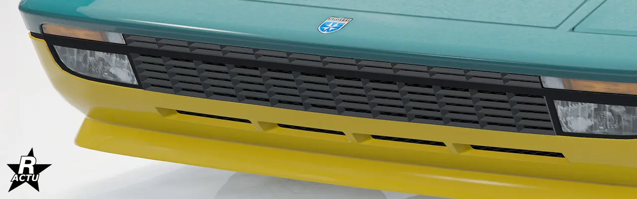 Calandre de série à lamelles chromées horizontales.