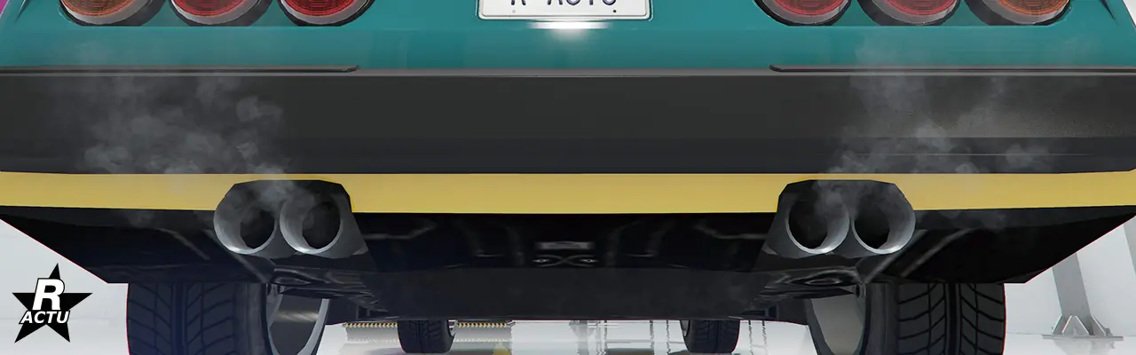 2 double pot d'échappement à embout rond sous le pare-chocs arrière.