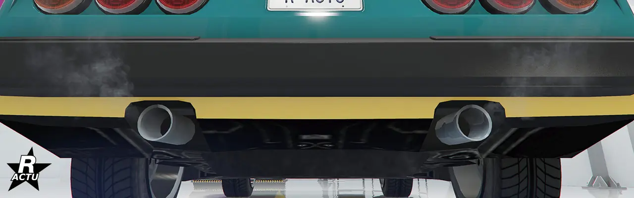 2 pots d'échappement ronds sous le pare-chocs arrière de l'Itali Classic.