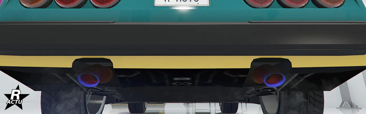 2 double pots d'échappement rond en titane sous le pare-chocs arrière