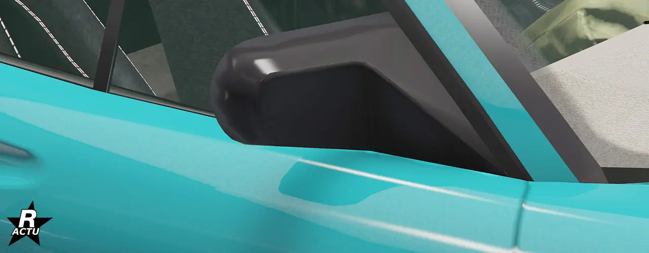 Rétroviseur de forme trapézoïdale d'un seul bloc noir.