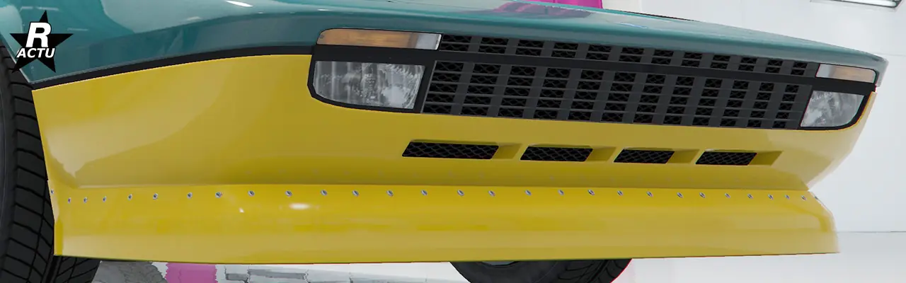 Séparateur étendu couleur secondaire visé sous le pare-chocs avant.