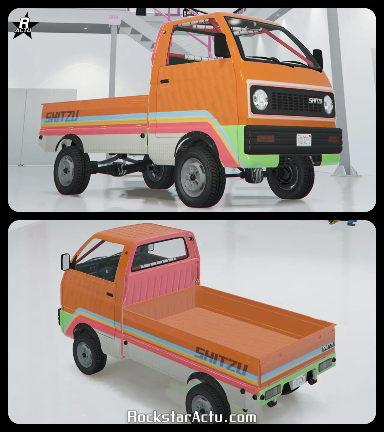 Motif nommé « La loi de la rue, Shitzu » qui ajoute une décalcomanie d'une triple bande horizontale (une rouge, une jaune et une bleu ciel) entourant le véhicule au niveau du bas de caisse. Une décalcomanie du nom du constructeur de la camionnette, Shitzu, apparaît en noir sur les côté arrière de la camionnette. Au niveau du plateau arrière, un vinyle rouge recouvre la partie arrière de la cabine.