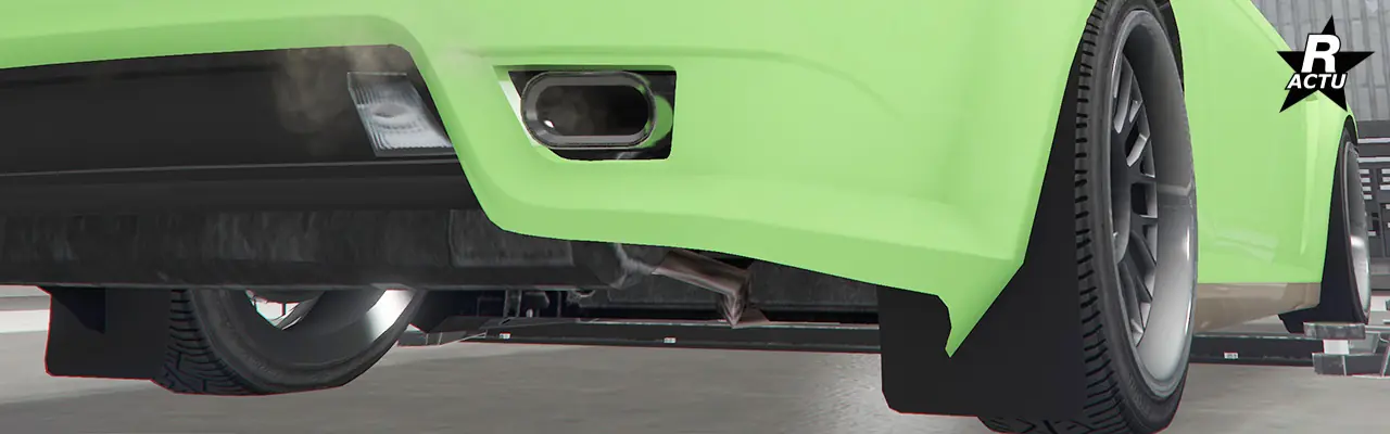 Bavettes couleur noires derrière les roues de la voiture pour faire garde-boue.