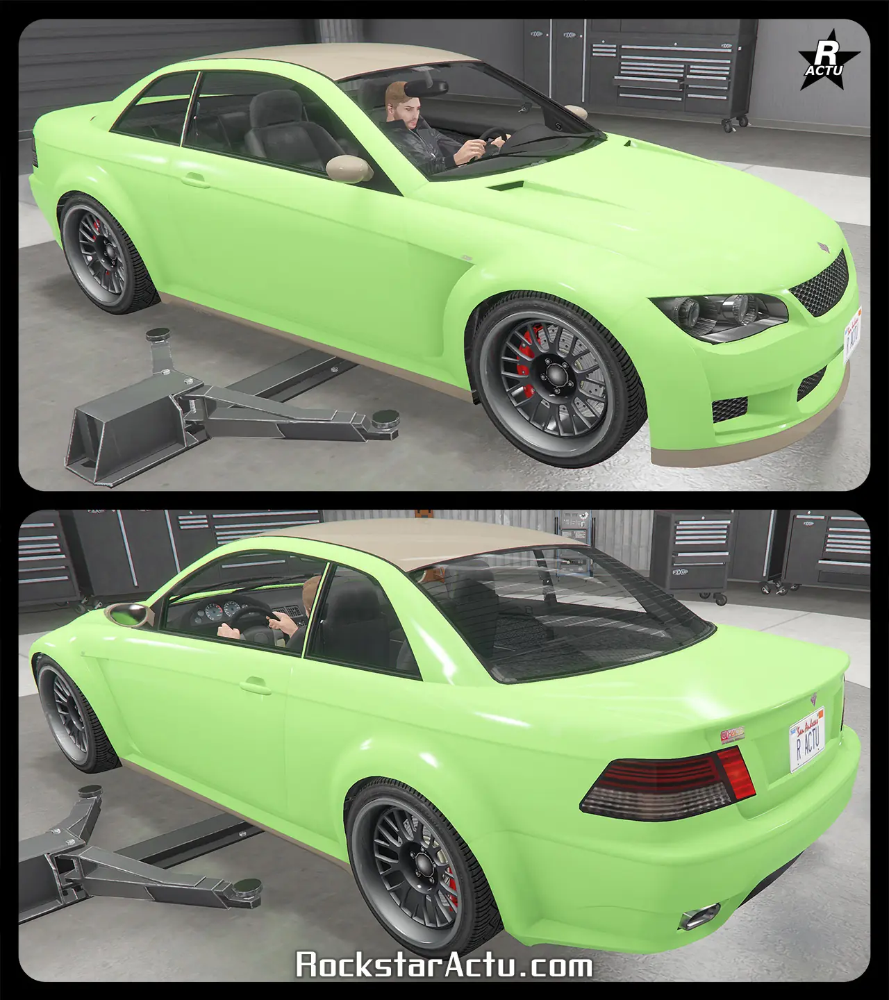 Voiture Ubermacht Sentinel XS dans le jeu vidéo GTA Online avec aucun motif de carrosserie appliqué.