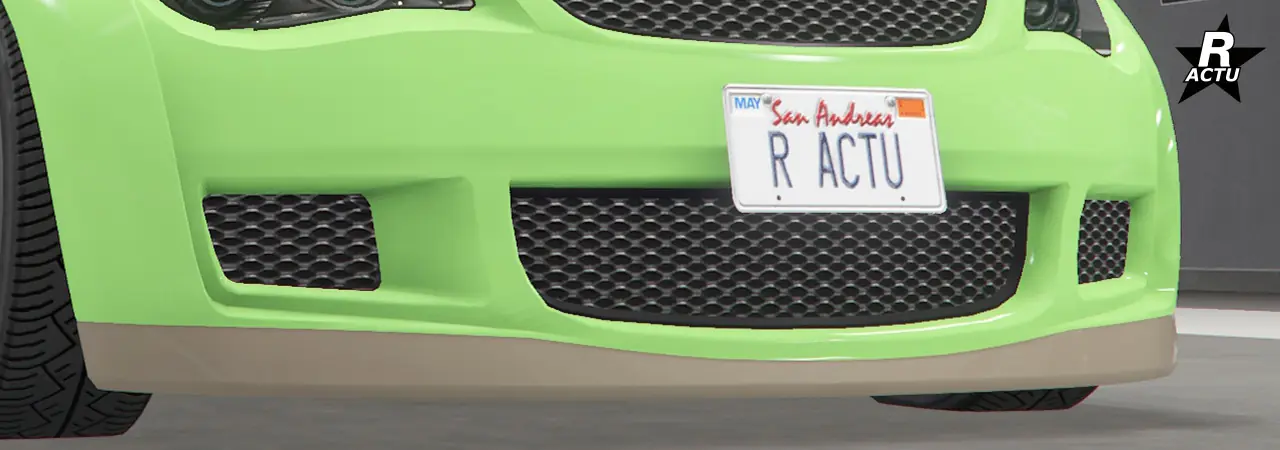 Vue rapprochée du pare-chocs avant de série peint dans la couleur principale avec une bordure peinte en couleur secondaire.