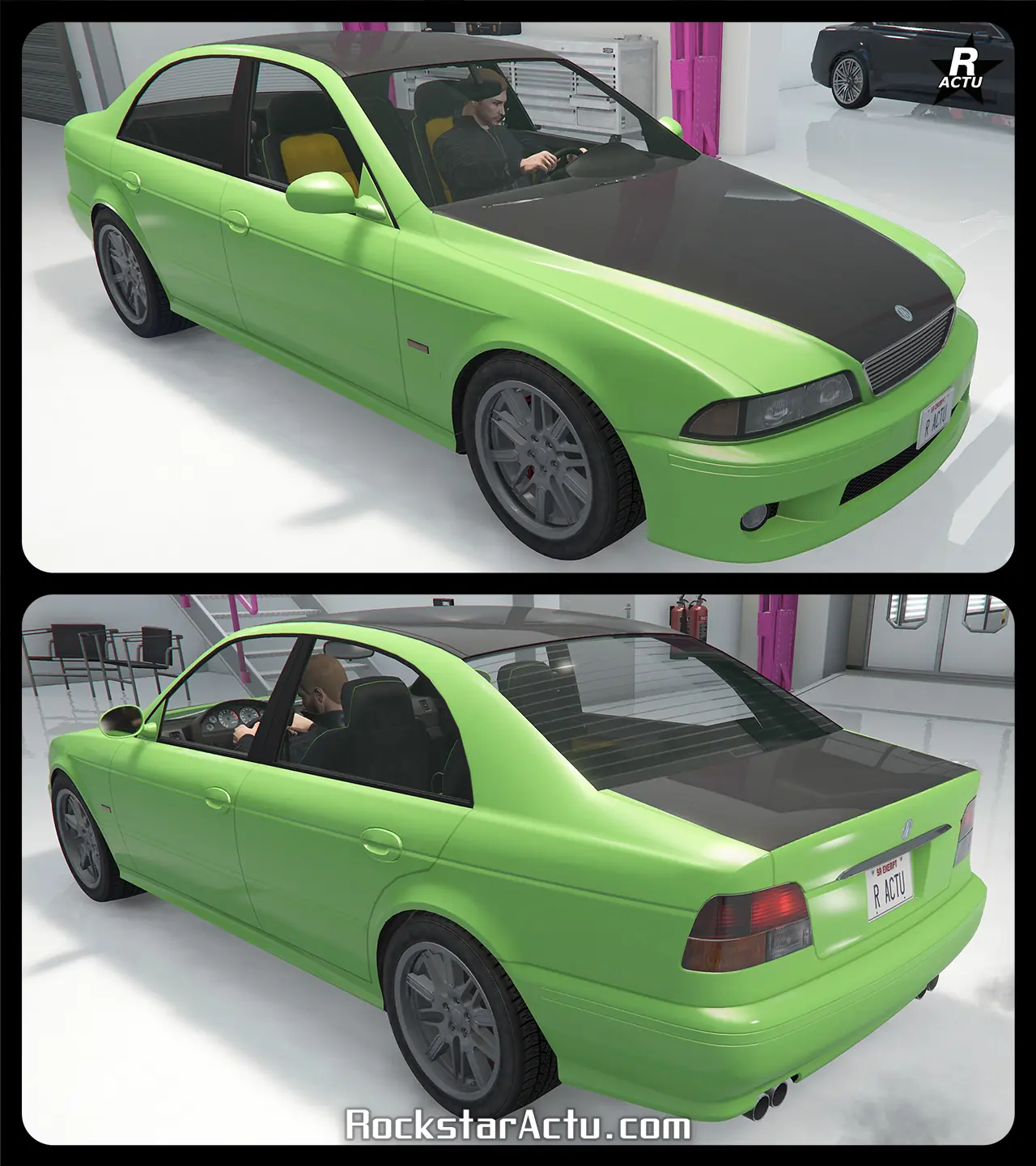 Vinyle recouvrant intégralement le capot, le toit et le coffre de la Sentinel XS4, d'une décalcomanie noire.