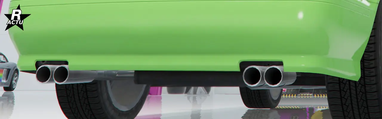 Vue rapprochée du pare-chocs arrière de série.