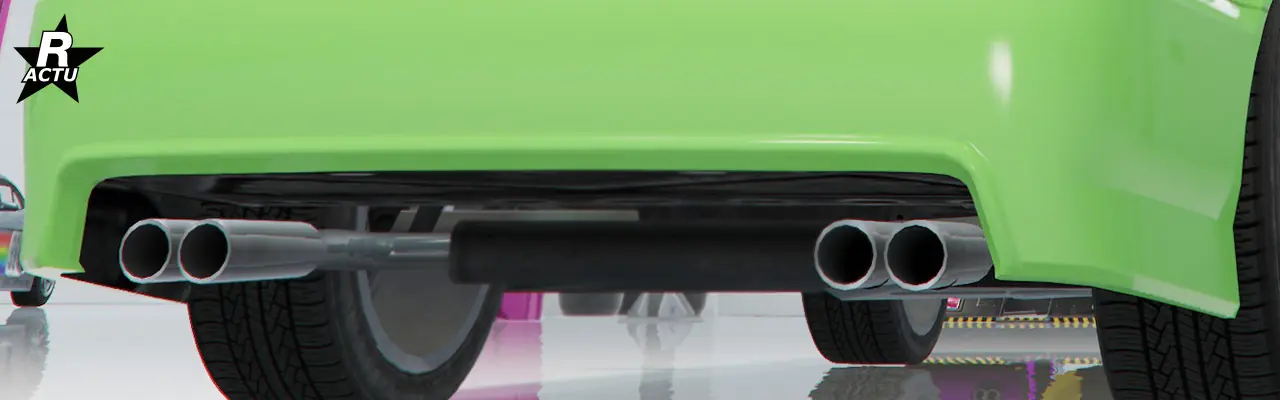 Vue rapprochée du pare-chocs évidé.