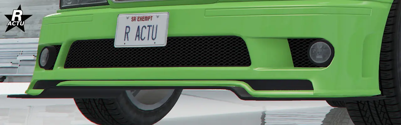 Vue rapprochée de l'option de customisations "Pare-chocs de rue aérodynamique Mk II" présent à l'avant de la Sentinel XS4.