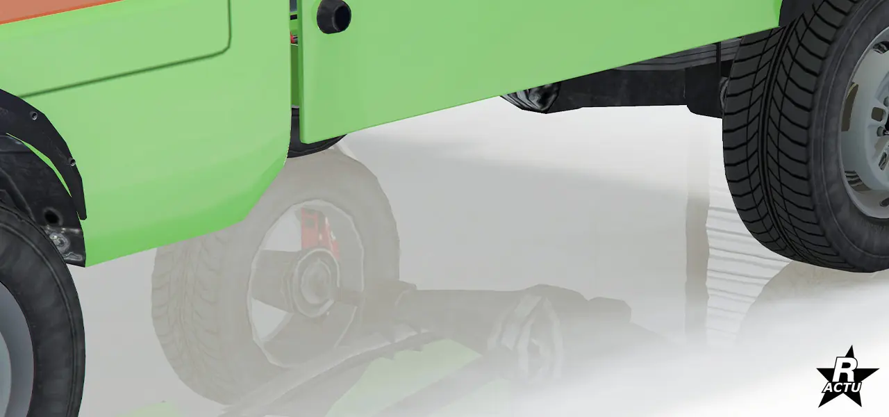 Base de caisse de série du véhicule japonais. Le bas de caisse est de couleur secondaire et se trouve au même niveau du plateau bas de la carrosserie.