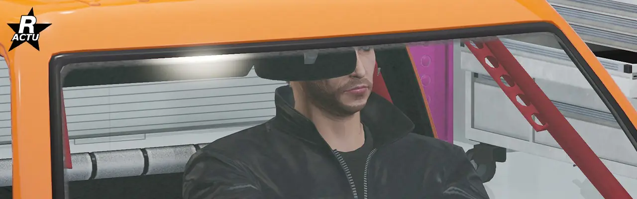 Vue rapprochée du pare-brise avant du véhicule Shitzu Keitora qui ne dispose d'aucune option de pare-soleil.