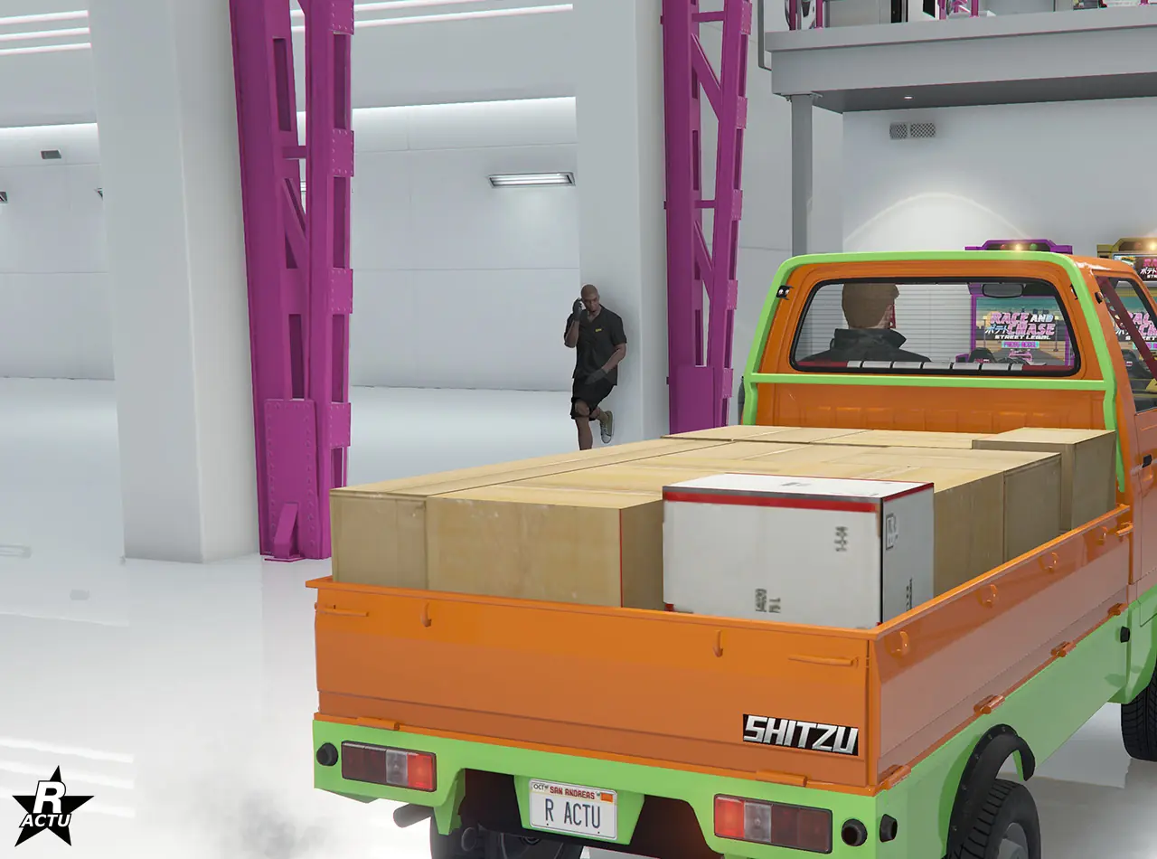 Option ajoutant des cartons de différentes tailles dans le plateau arrière de la camionnette.