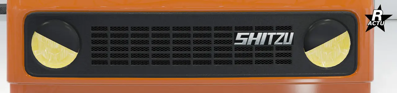 Option de phares avant où le verres des phares sont de couleur jaune et qu'un cache noir recouvre partiellement les deux phares avant.