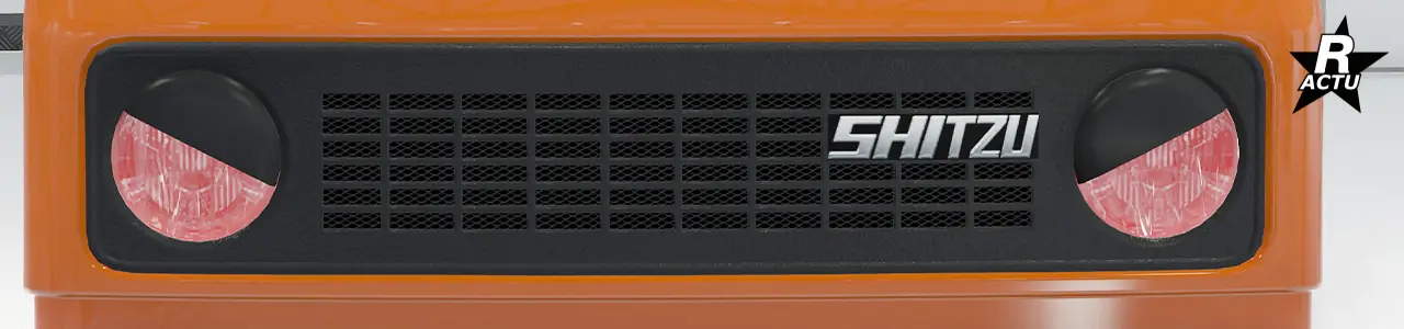 Option de phares avant où le verres des phares sont de couleur rouge et qu'un cache noir recouvre partiellement les deux phares avant.