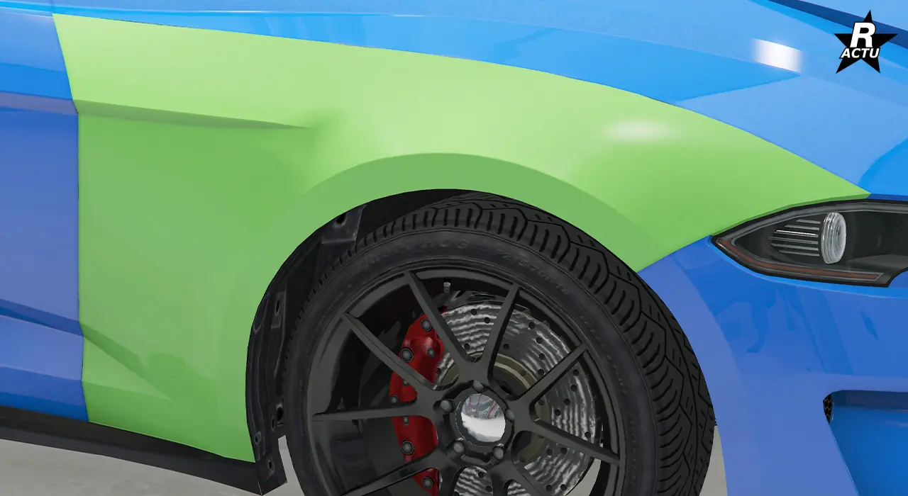 Aile avant de série couleur secondaire au niveau des roues avant du véhicule.