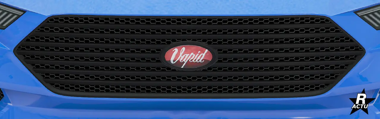 Option ajoutant des lamelles horizontales en plastique noires dans l'interstice de la calandre avant de la Dominator GT, où le sigle constructeur "Vapid" se situe devant et au milieu de la calandre.