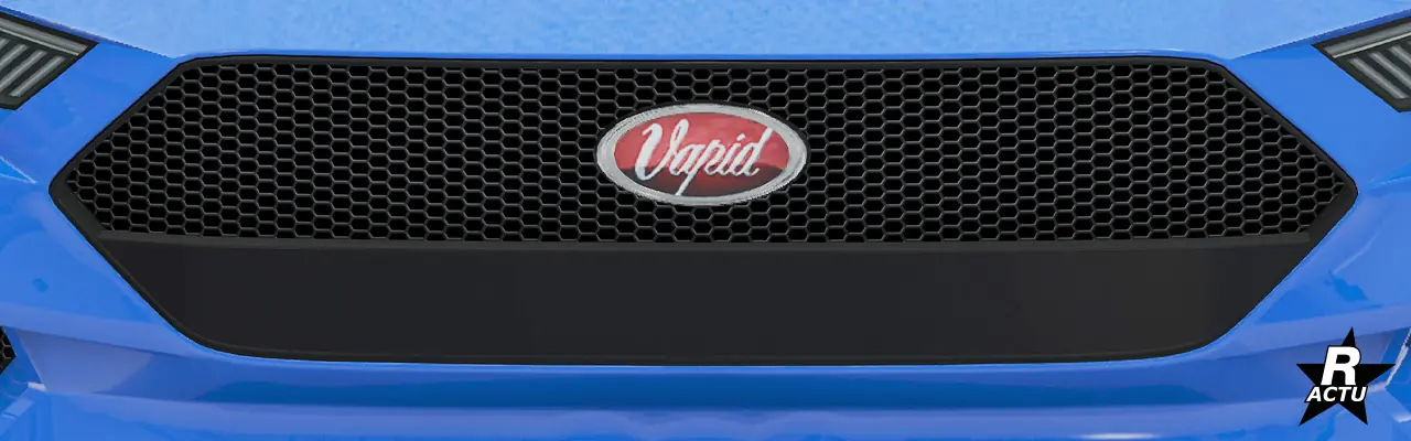 Option ajoutant une protection en plastique noir dans la partie inférieure de la découpe de la calandre avant du véhicule Vapid Dominator GT.