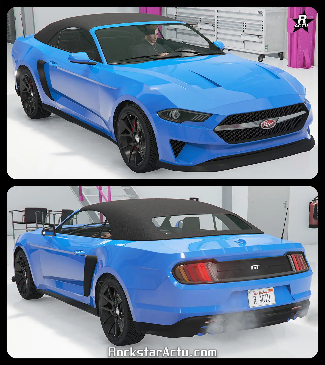 Vue de la voiture Vapid Dominator GT sans qu'aucun motif / décalcomanie ne soit présent sur la carrosserie du véhicule.