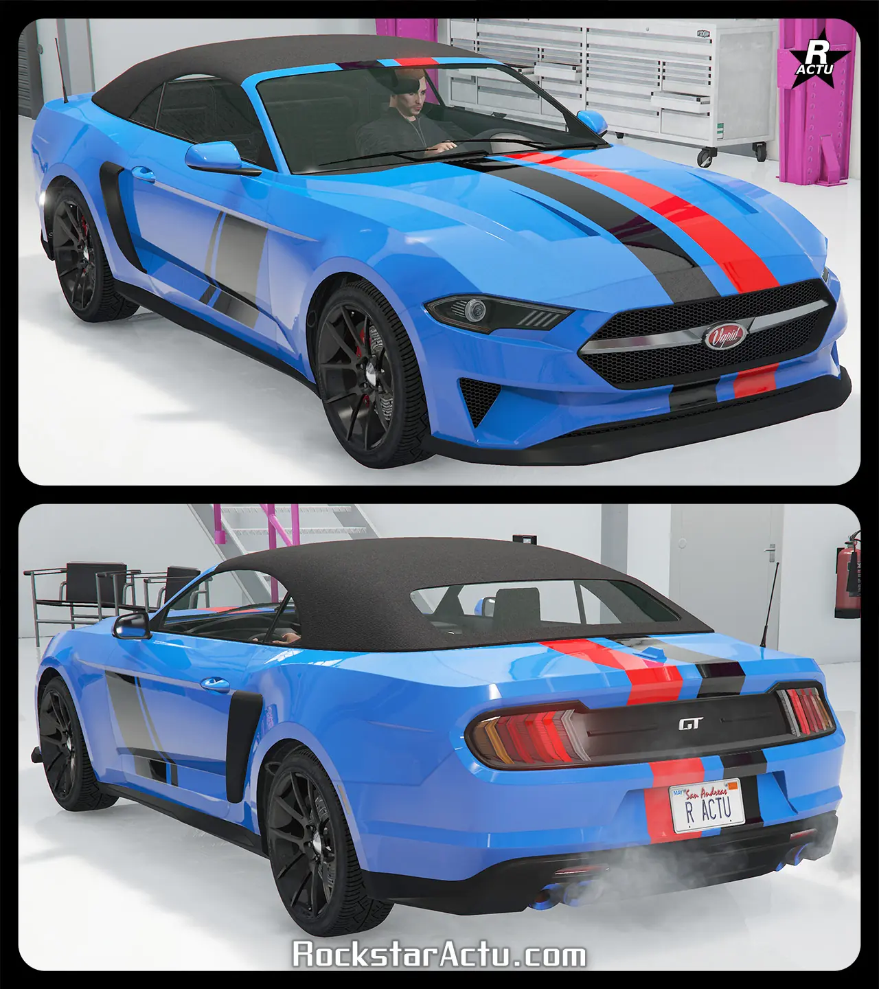 Motif ajoutant sur le véhicule de GTA Online, une décalcomanie d'une double bande, l'une noire et l'autre rouge, traversant verticalement la Dominator GT en son centre. Cette double bande débute du pare-chocs avant et se termine au pare-chocs arrière. Quant aux côtés latéraux, une bande noire large traverse verticalement la porte de chaque côté de la voiture.