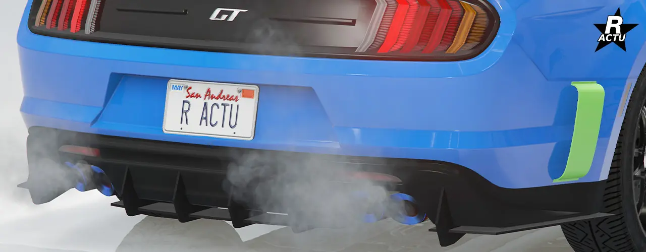 Option ajoutant un diffuseur aérodynamique noir de taille moyenne sous le pare-chocs arrière peint dans la couleur principale qui possède une aile latérale couleur secondaire du côté droit et gauche.