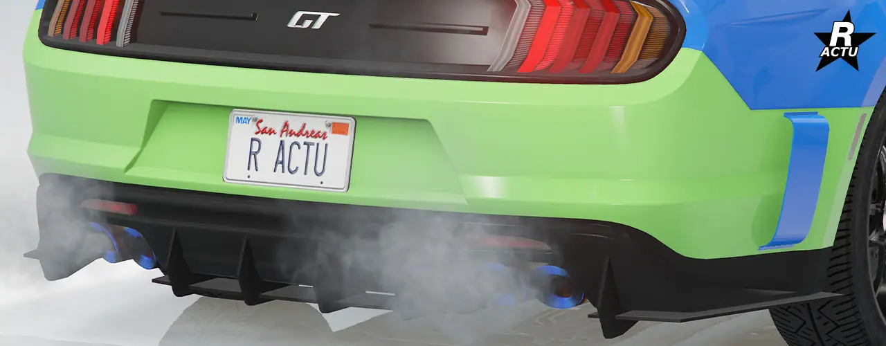 Option ajoutant un diffuseur aérodynamique noir de taille moyenne sous le pare-chocs arrière peint dans la couleur secondaire qui possède une aile latérale couleur principale du côté droit et gauche.