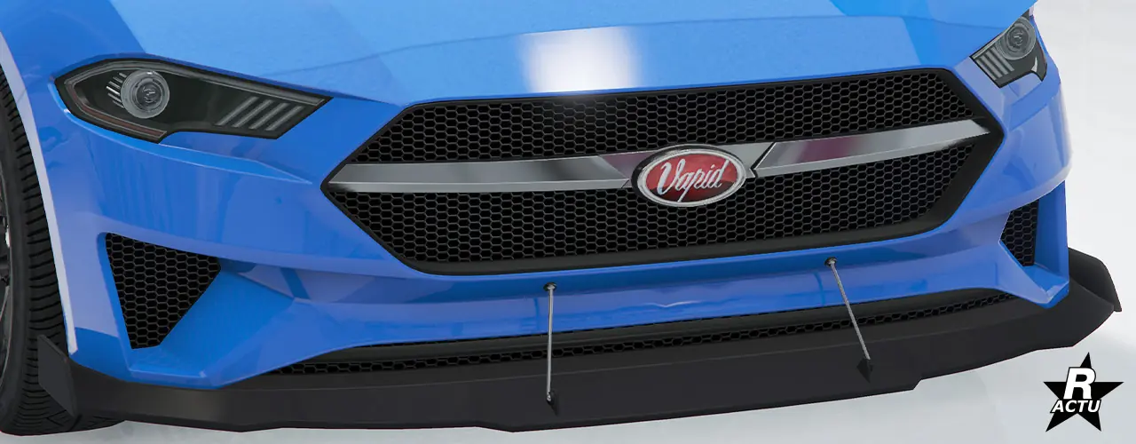 Option ajoutant au pare-chocs avant peint dans la couleur principale, un grand séparateur aérodynamique noir qui est suspendu avec deux grandes visses.